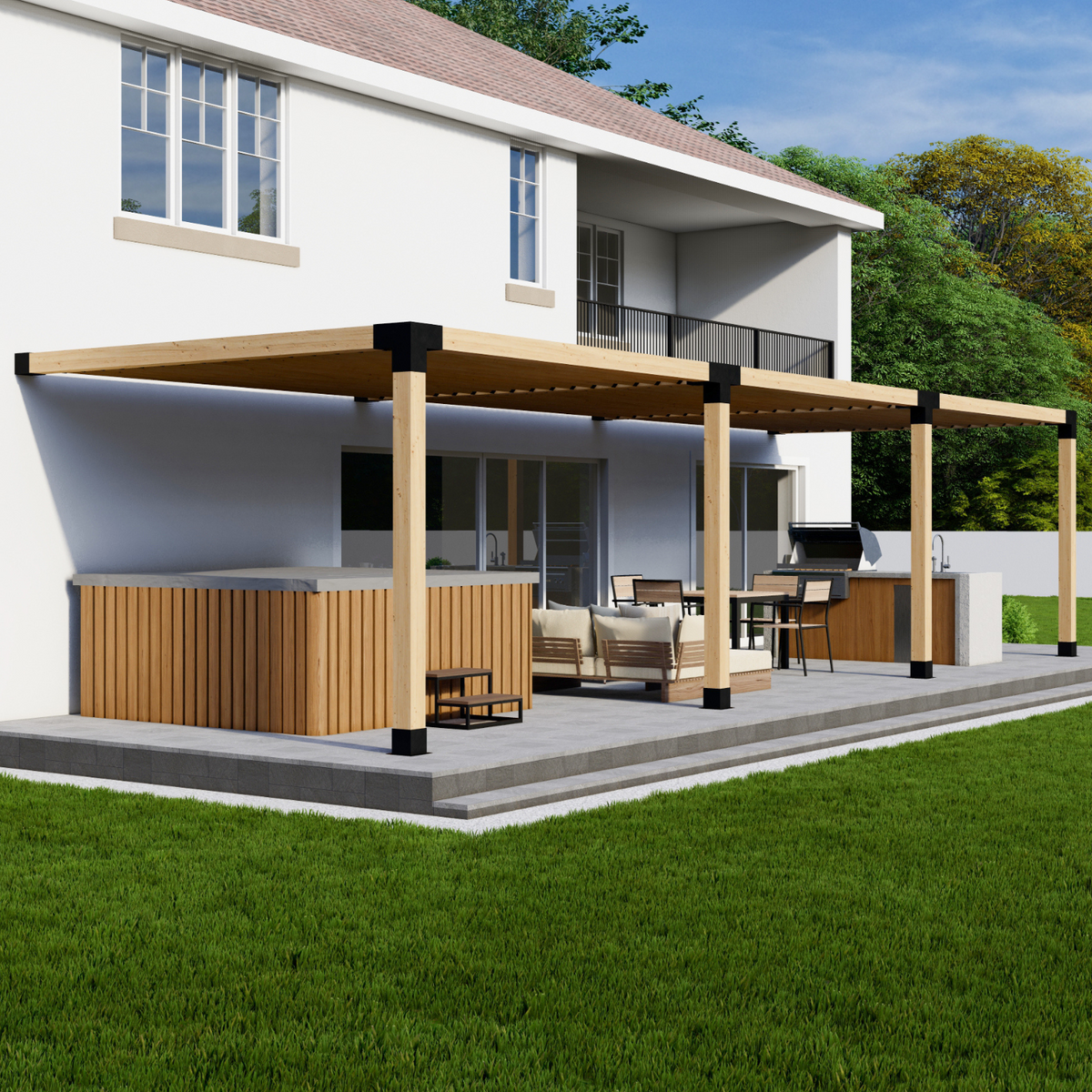 Kit de pergola murale en bois