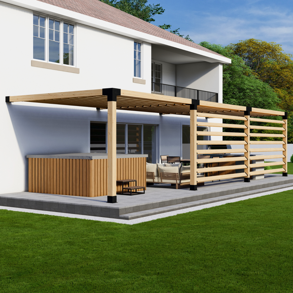 Kit de supports pour grande pergola adossée à la maison