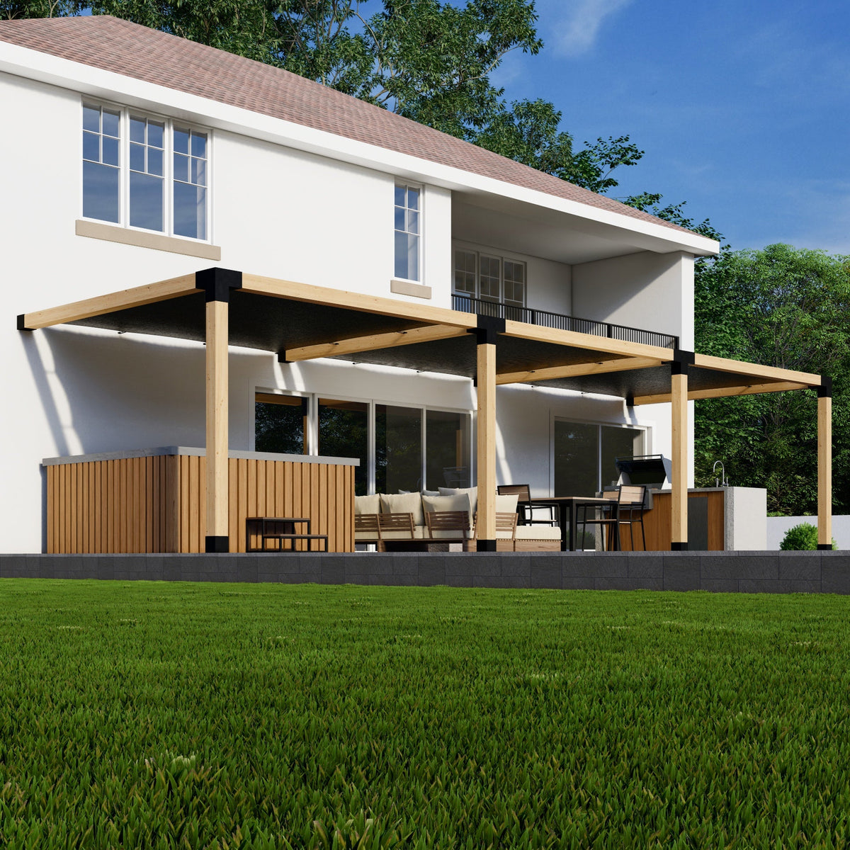 Kit de pergola avec couverture d’ombrage