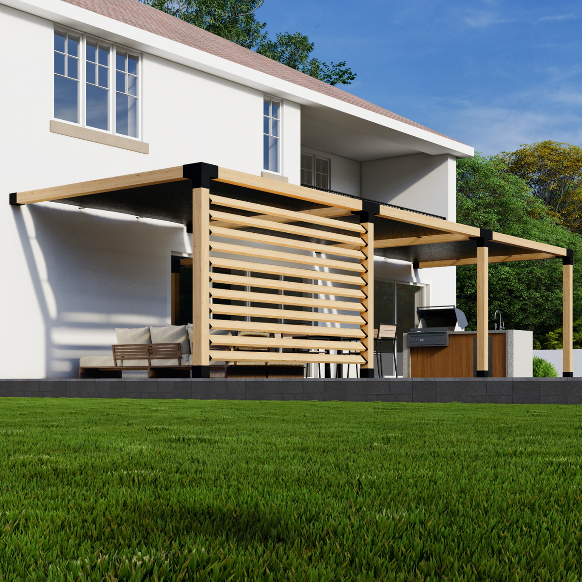 Kit pour pergola murale avec ombrage latéral