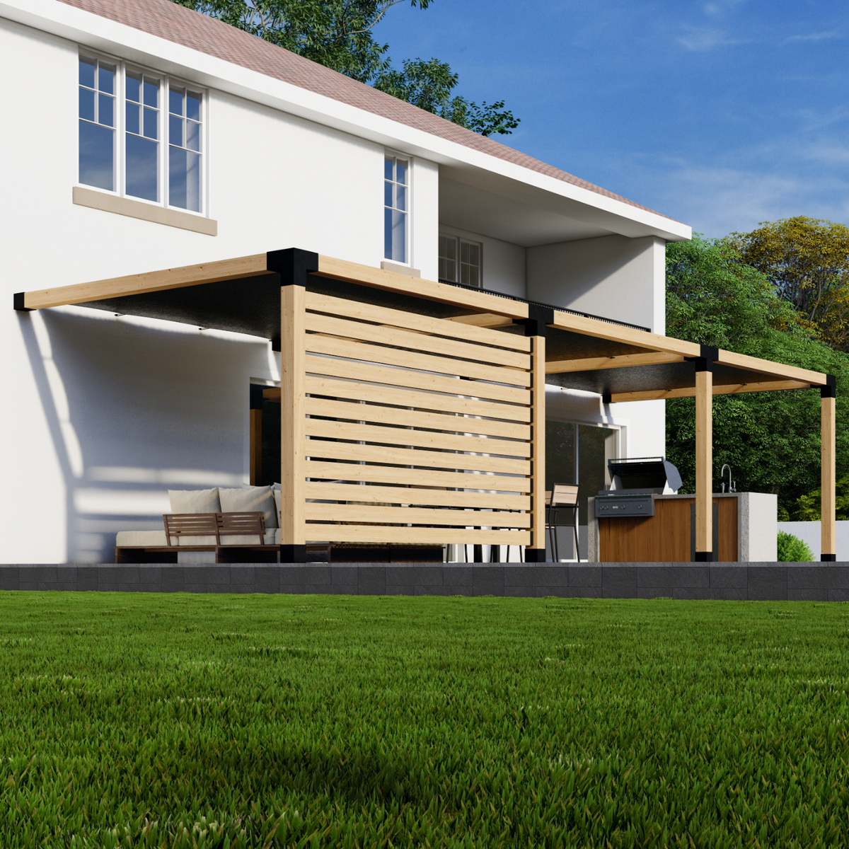 Kit de pergola adossée couverte