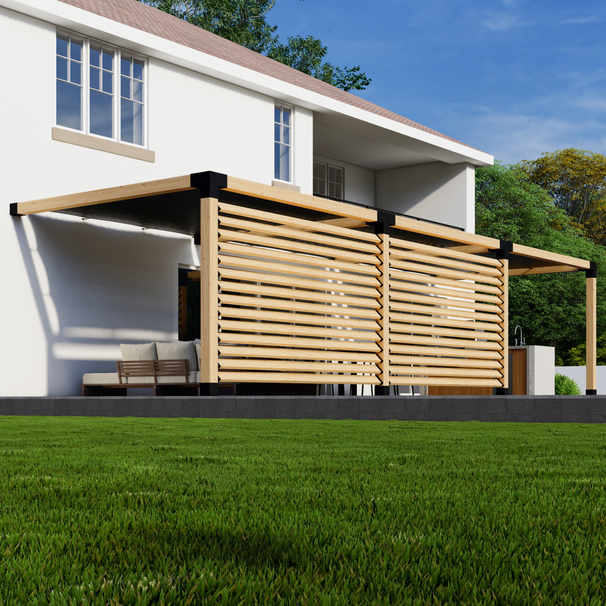 Kit de pergola d’intimité pour terrasse