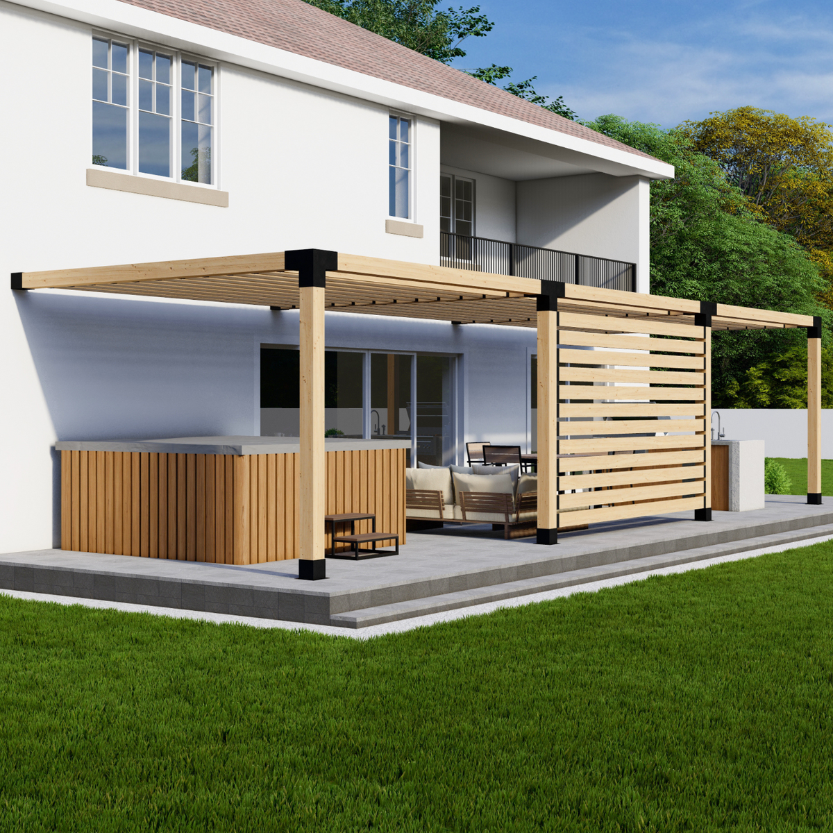 Kit pour construire une pergola sur une terrasse