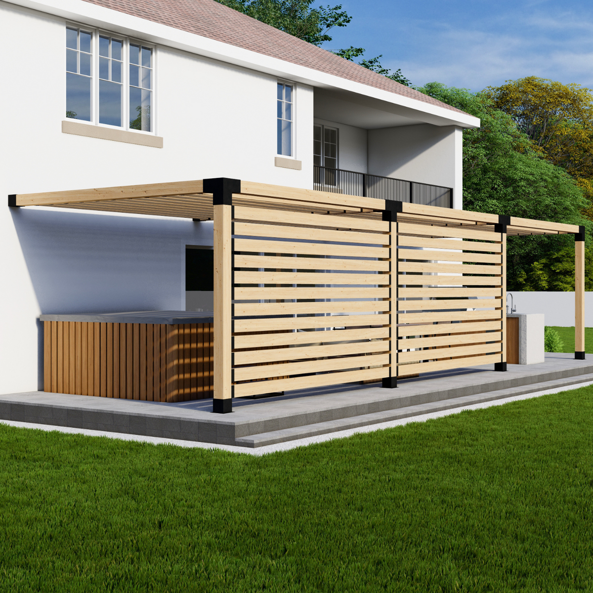 Kit pour pergola couverte avec parois latérales