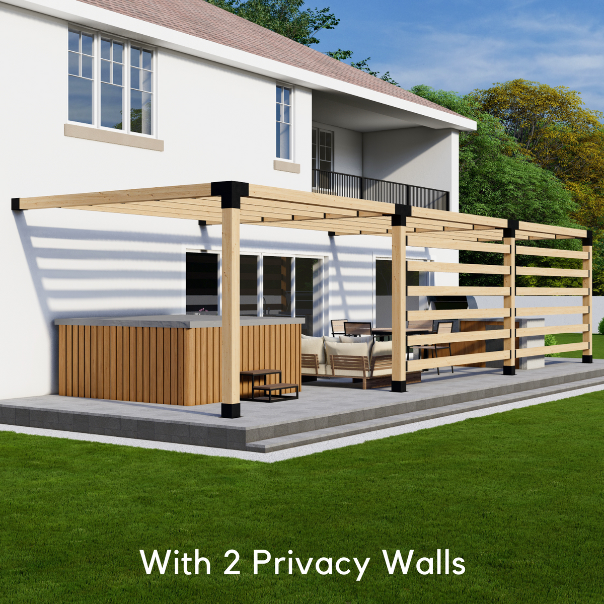 Kit pour pergola moderne adossée à la maison