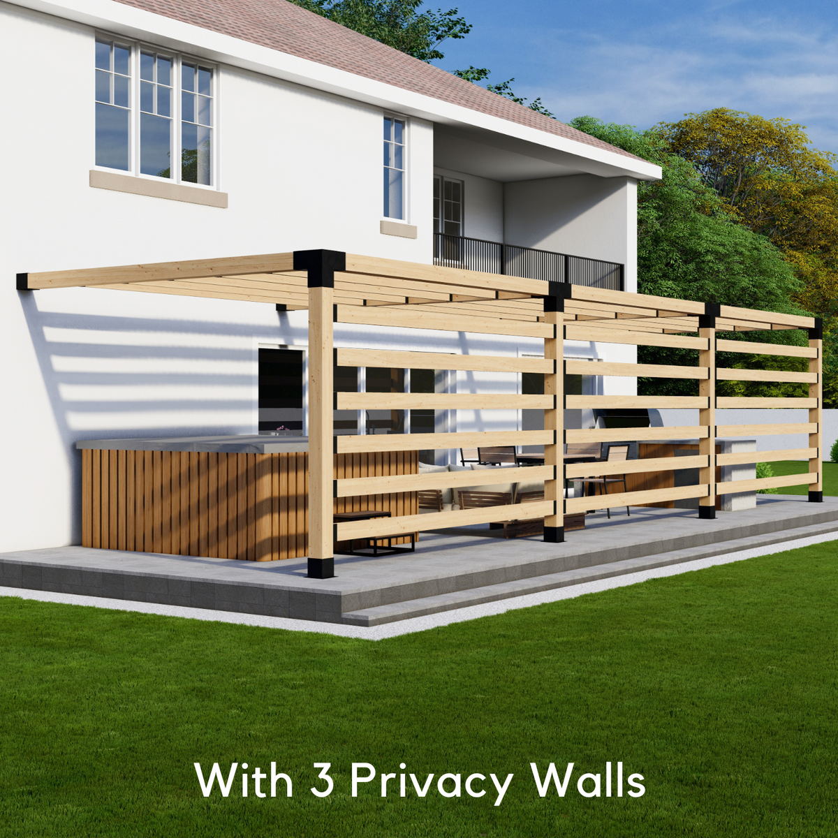 Kit pour pergola moderne adossée à la maison