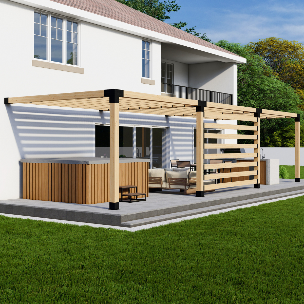 Kit de pergola adossée à l’arrière ou au côté de la maison