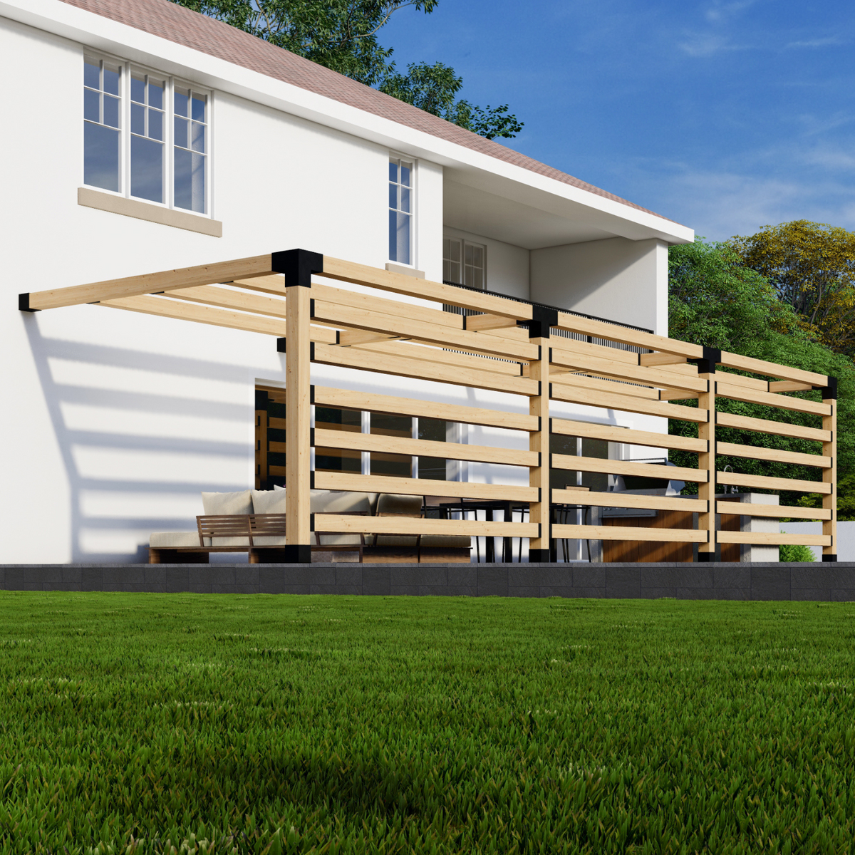 Kit de pergola extérieure contemporaine