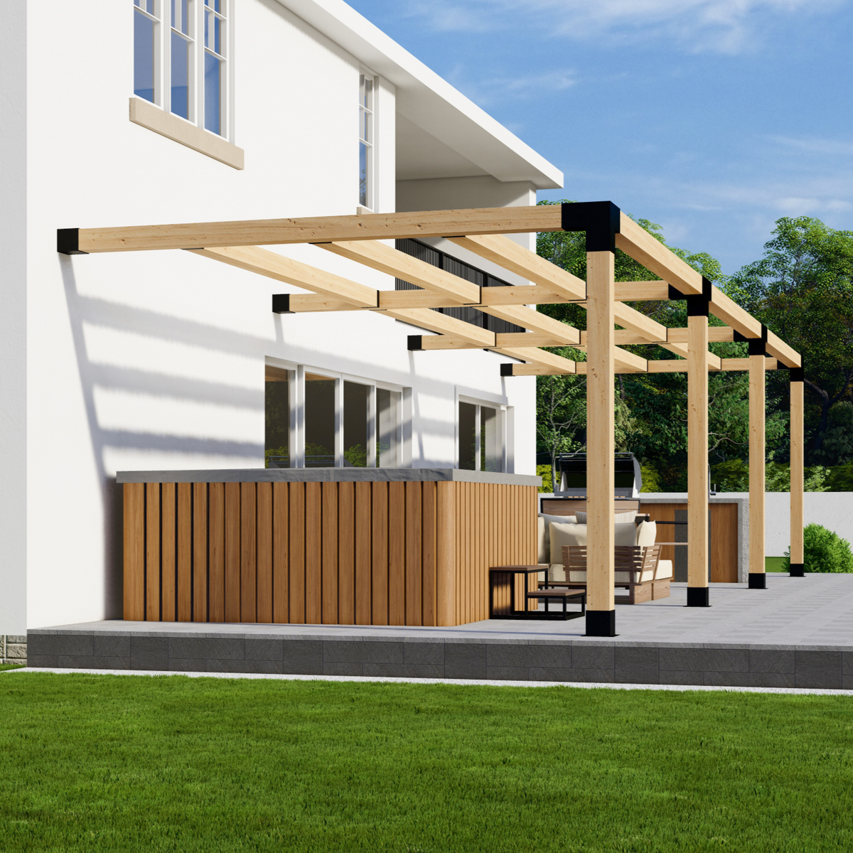 Kit de supports pour pergola adossée en bois