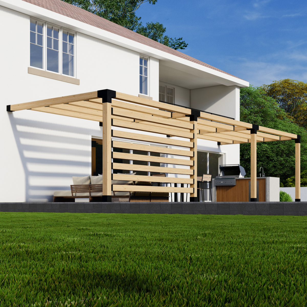 Kit pour construire une pergola avec toit sur terrasse