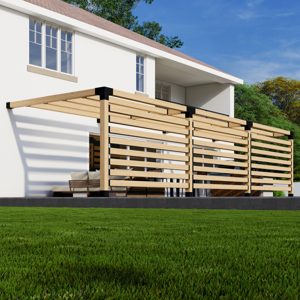Kit de supports pour pergola avec parois latérales