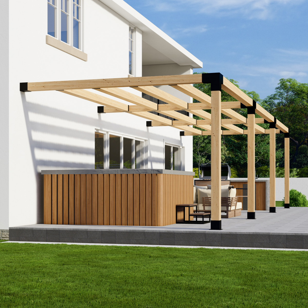 Kit DIY pour pergola à côté d’une terrasse