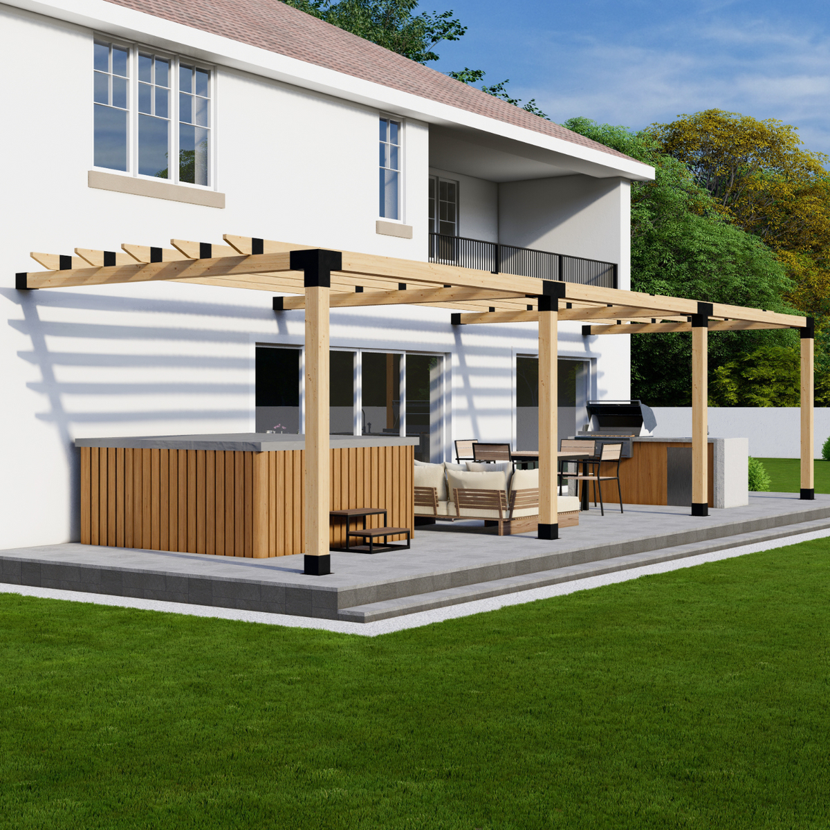 Kit de pergola pour terrasse ou barbecue extérieur
