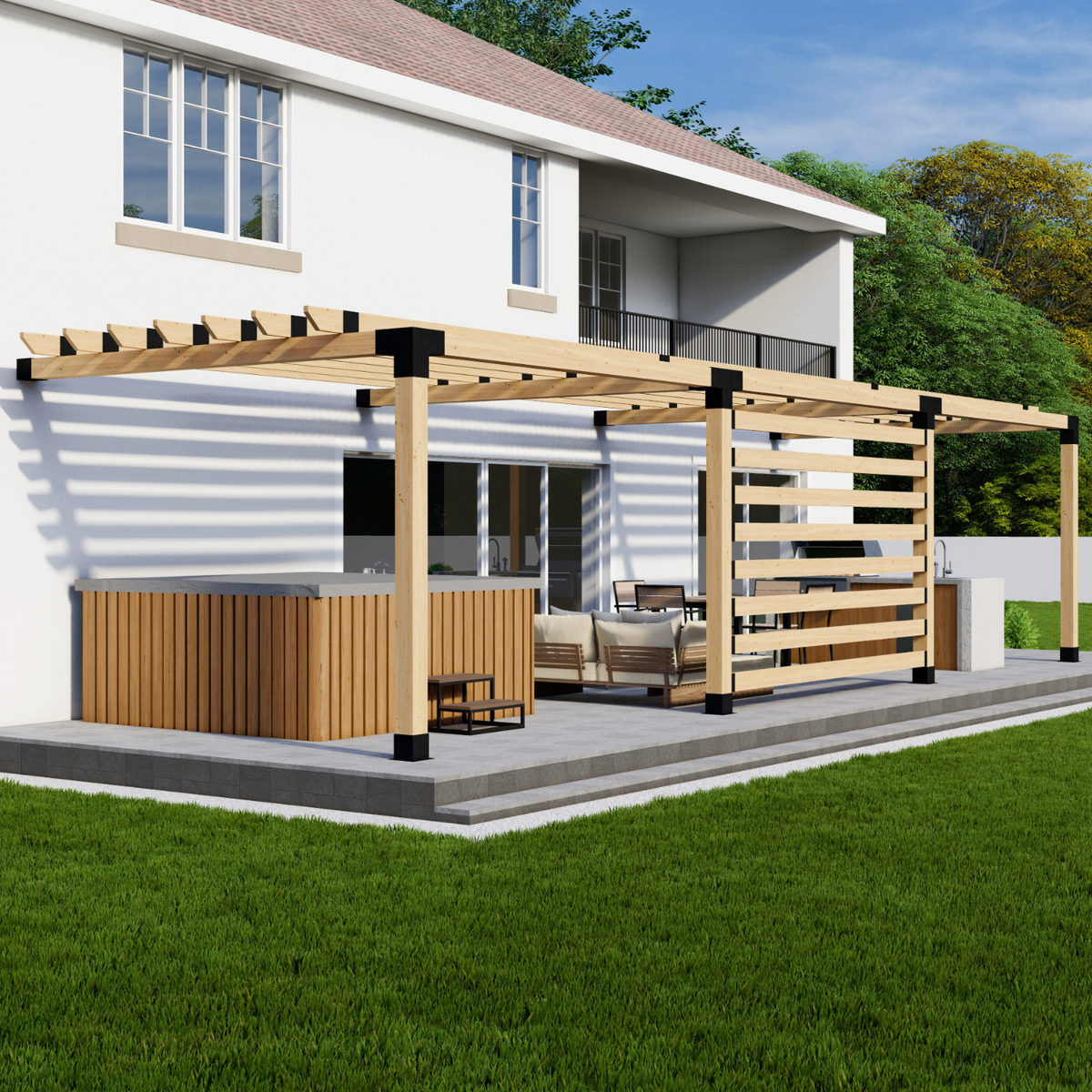 Kit pour pergola adossée à l’arrière de la maison