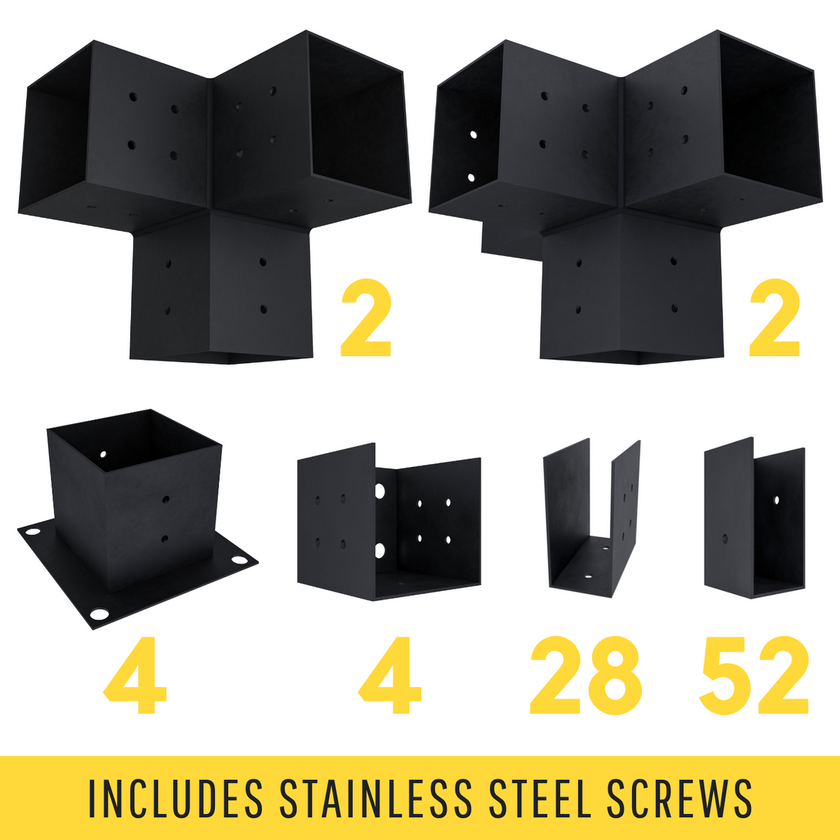 Ensemble de supports noirs pour pergola
