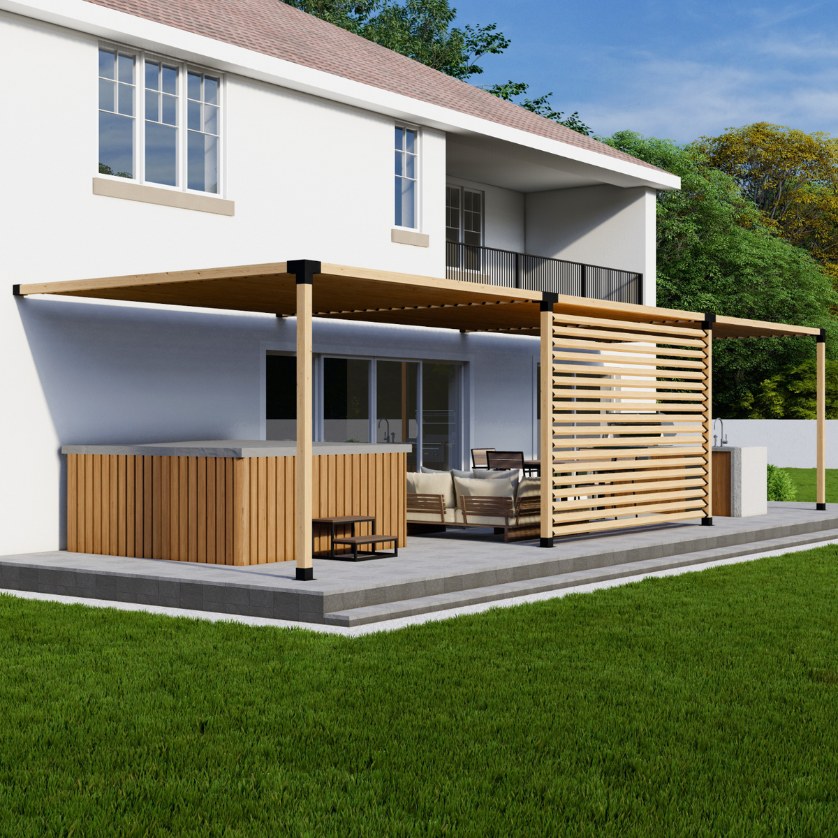 Kit de pergola à toit en treillis