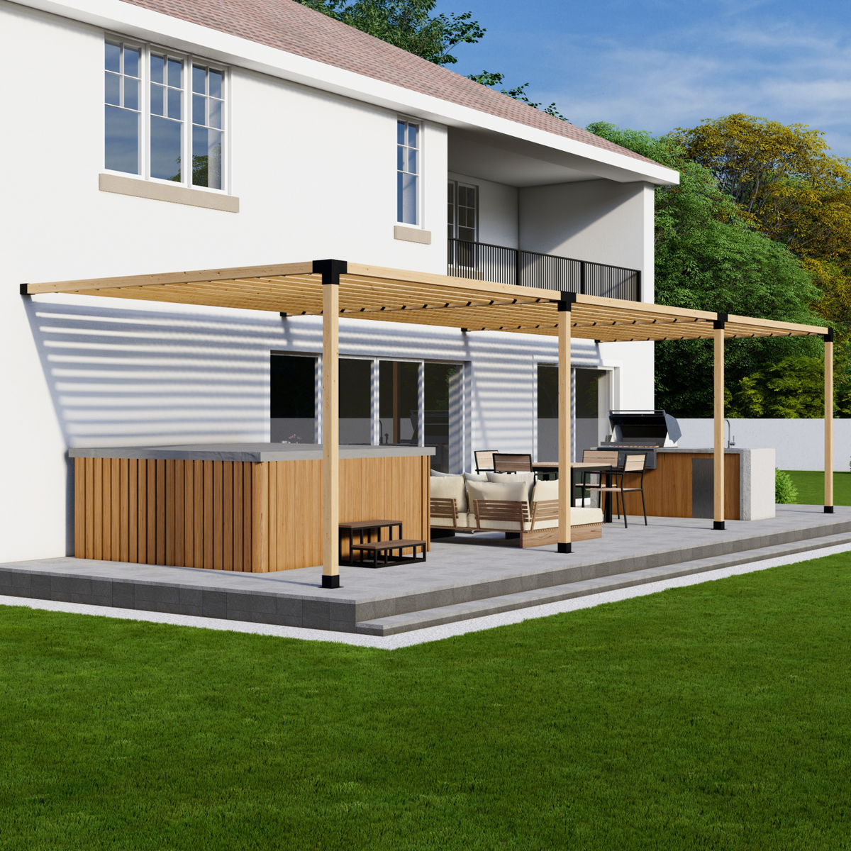 Kit pour pergola avec toit adossée à la maison