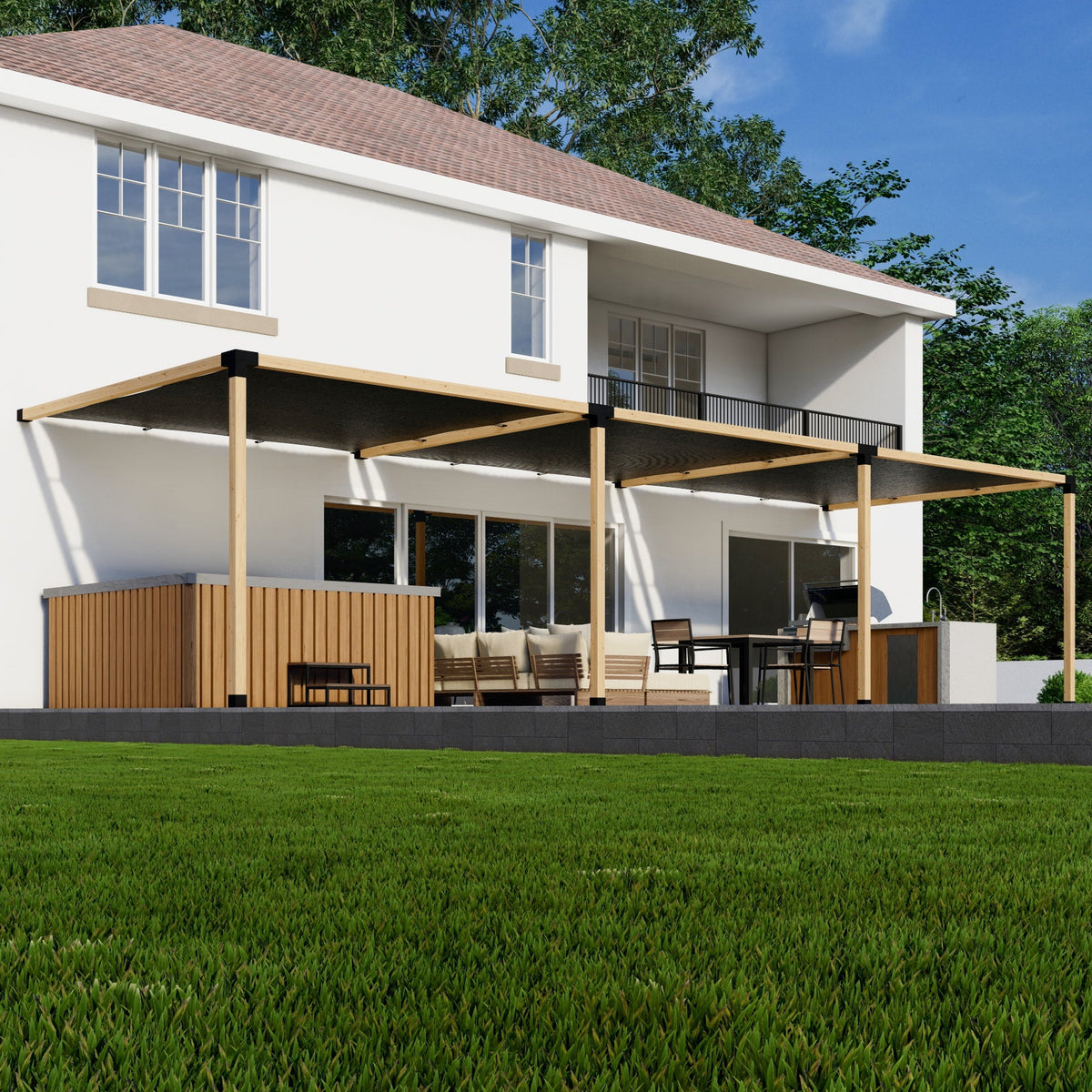 Kit pour pergola avec voiles d’ombrage