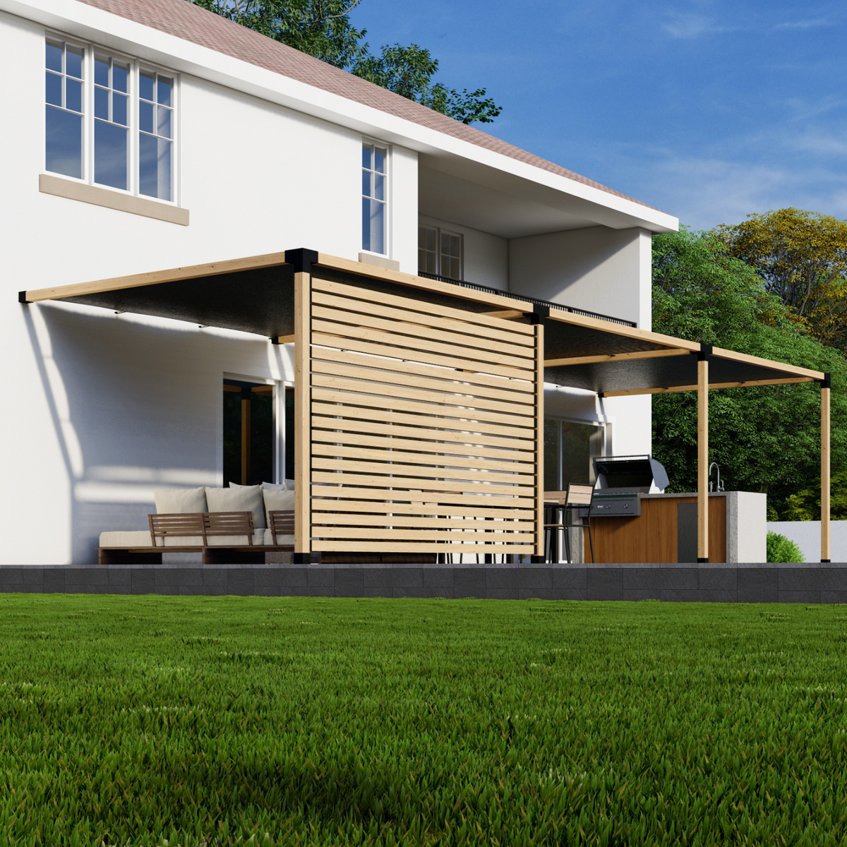 Kit pour construire une pergola sur une terrasse existante