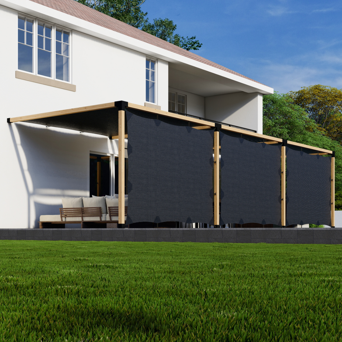 Kit pour pergola avec toiles de toit en tissu