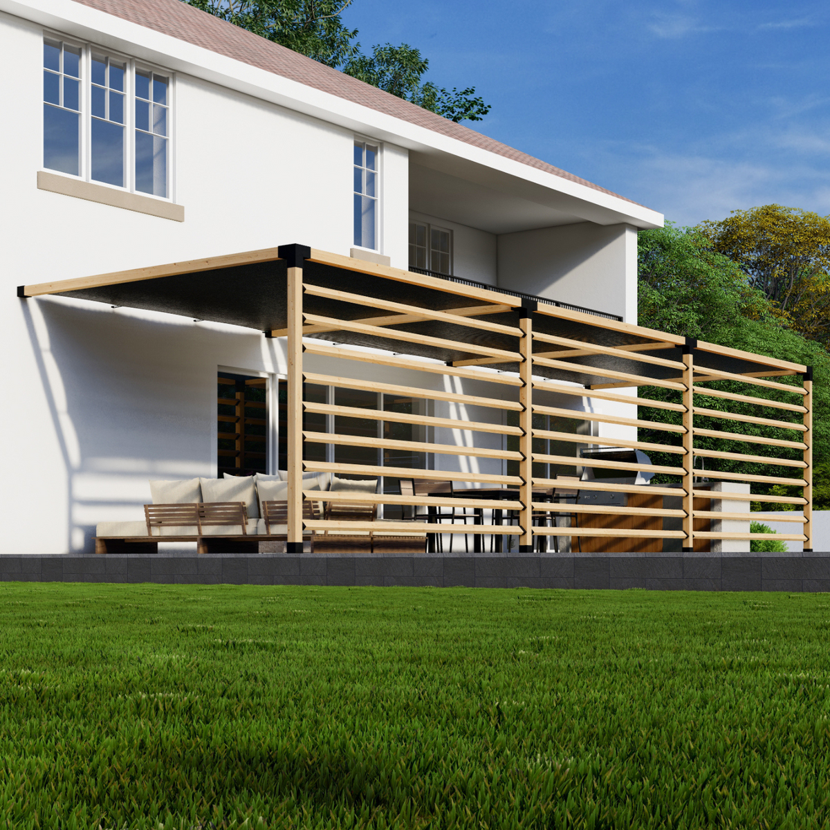 Kit pour pergola au-dessus d’un spa sur terrasse