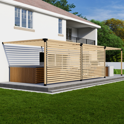 Kit pour pergola de terrasse ou spa avec parois d’intimité