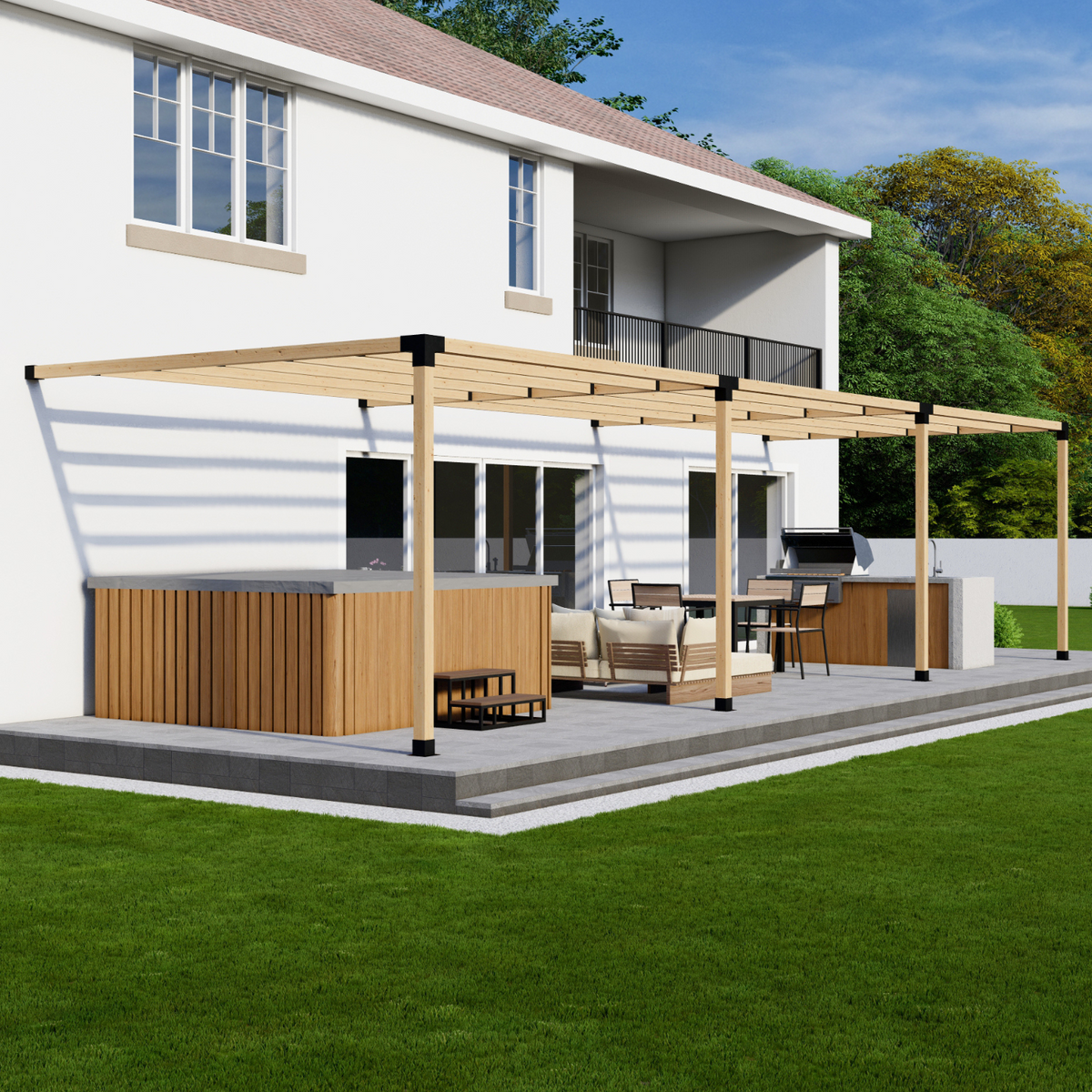 Kit pour pergola adossée au mur de la maison