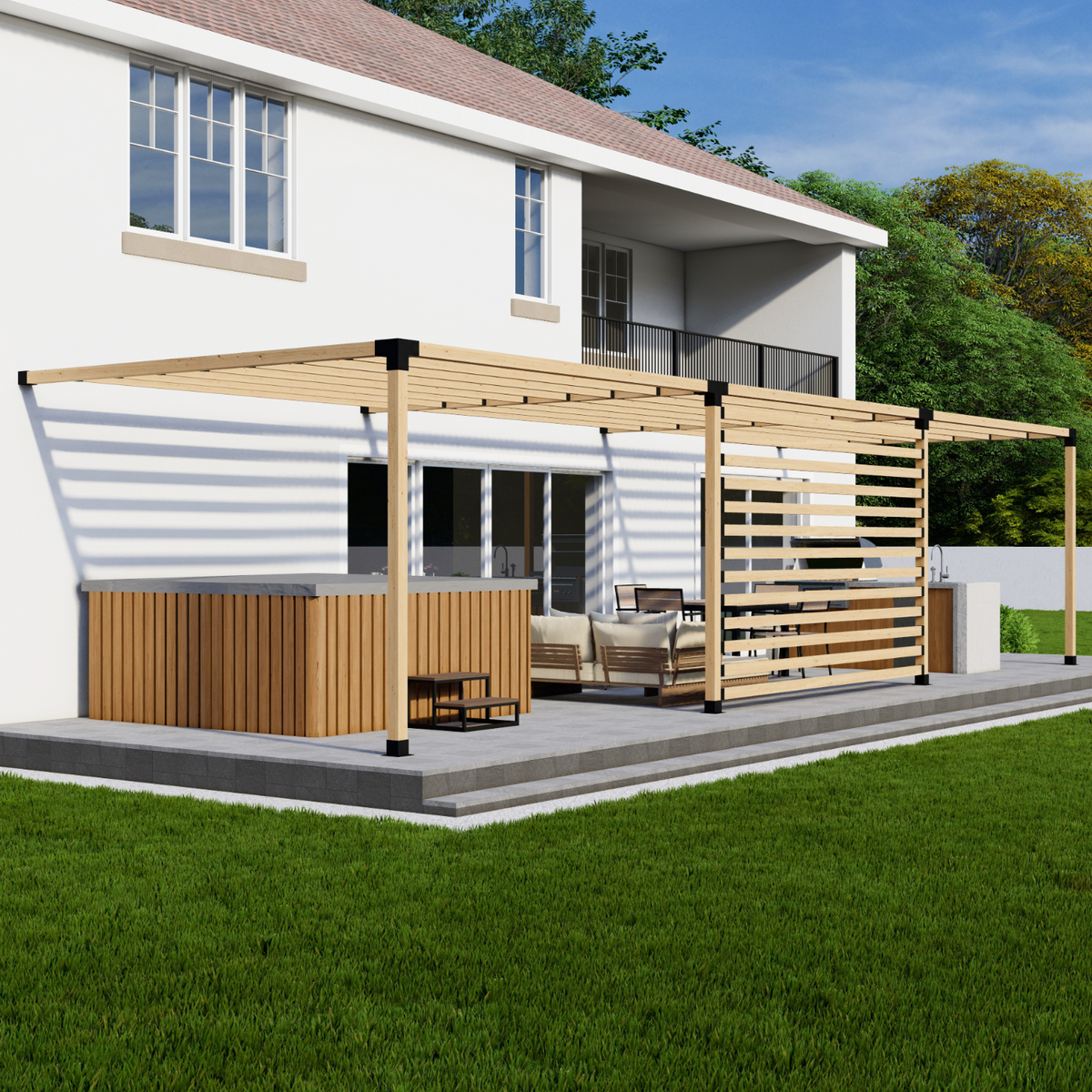 Kit de supports pour pergola en bois adossée à la maison