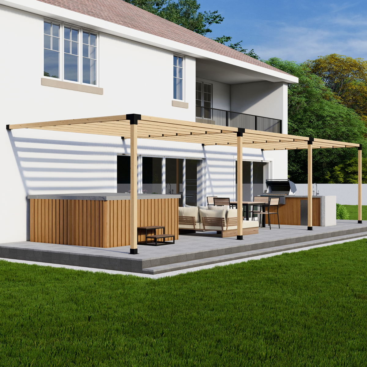 Kit de supports pour pergola en bois avec quincaillerie noire