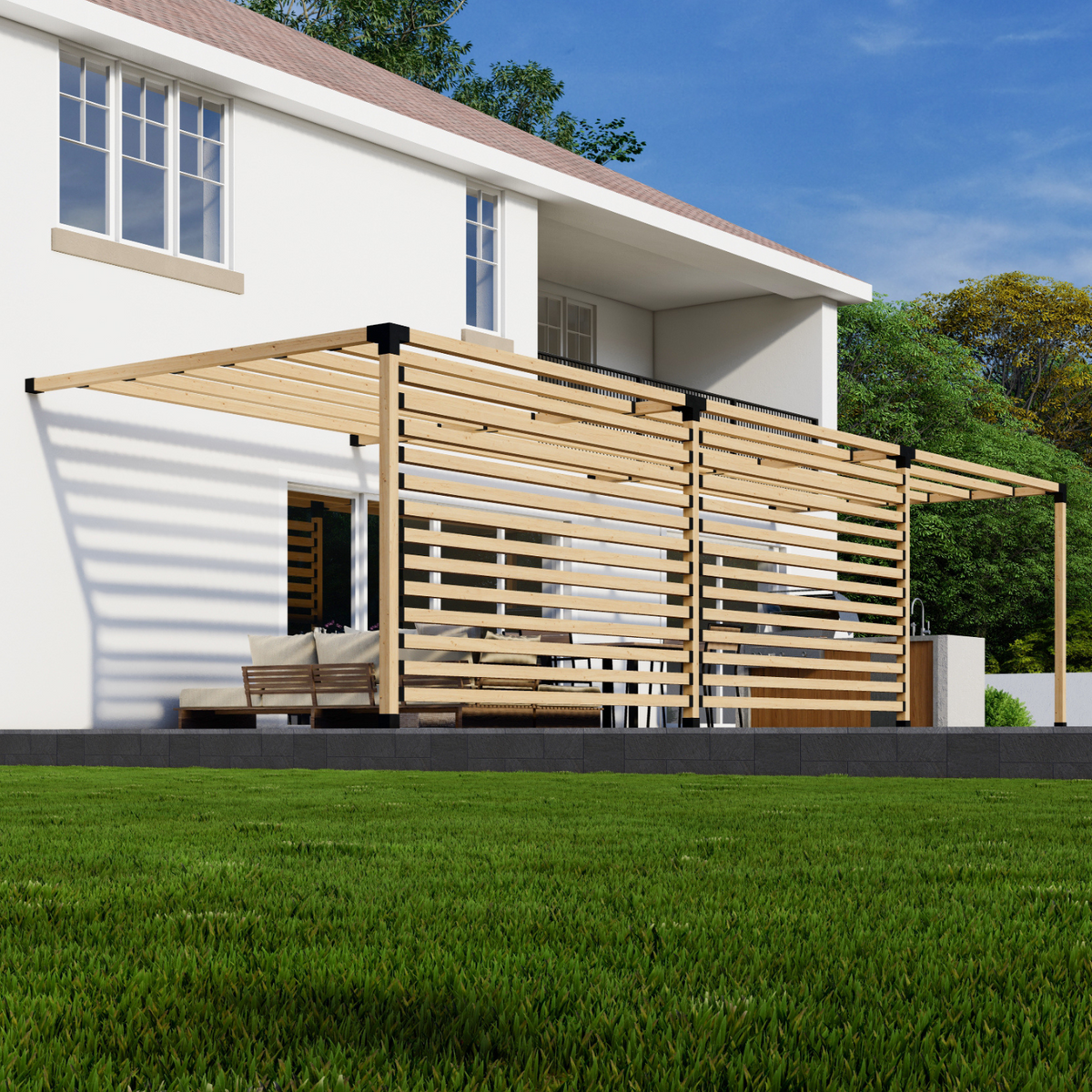 Kit pour pergola adossée sur terrasse