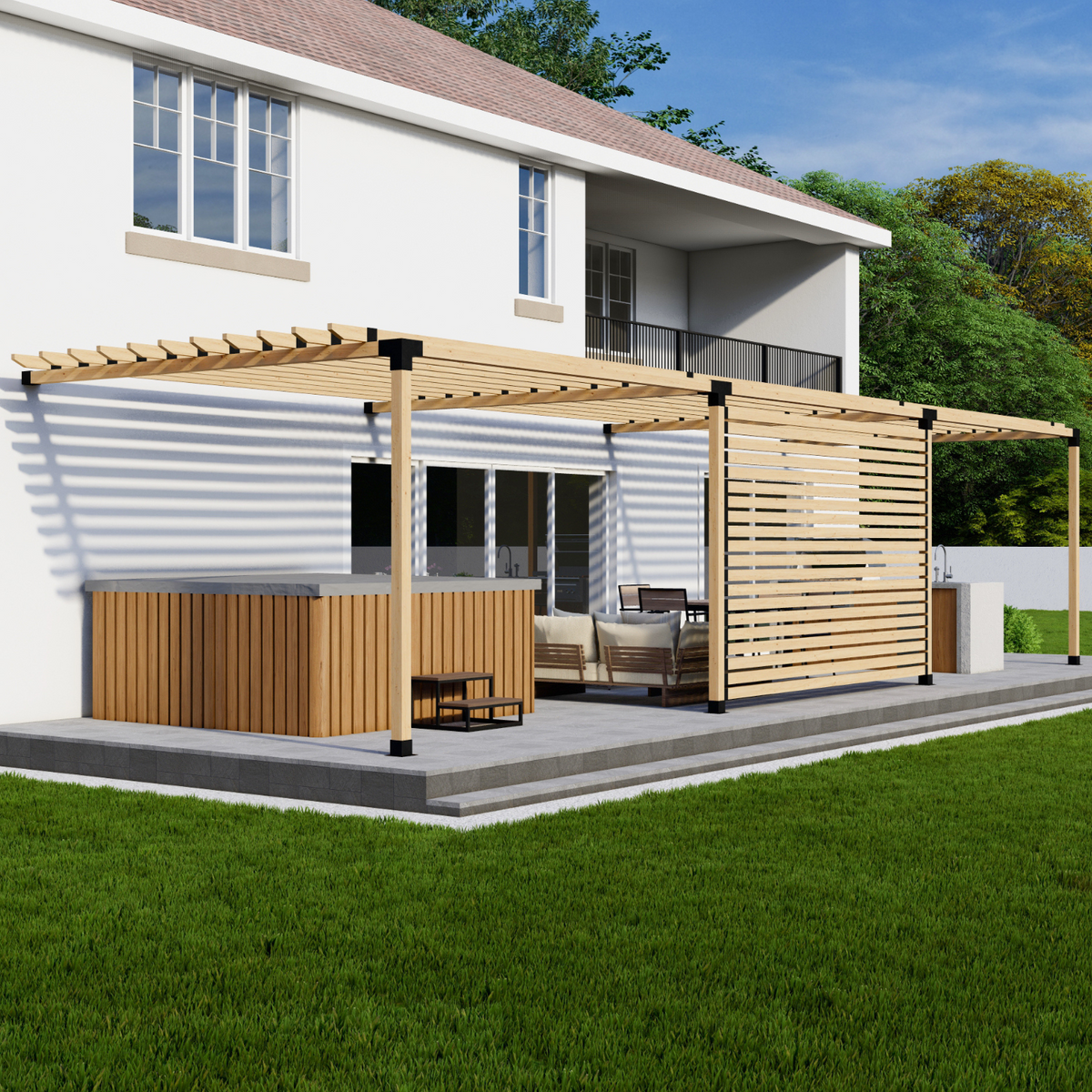 Kit de pergola extérieure adossée