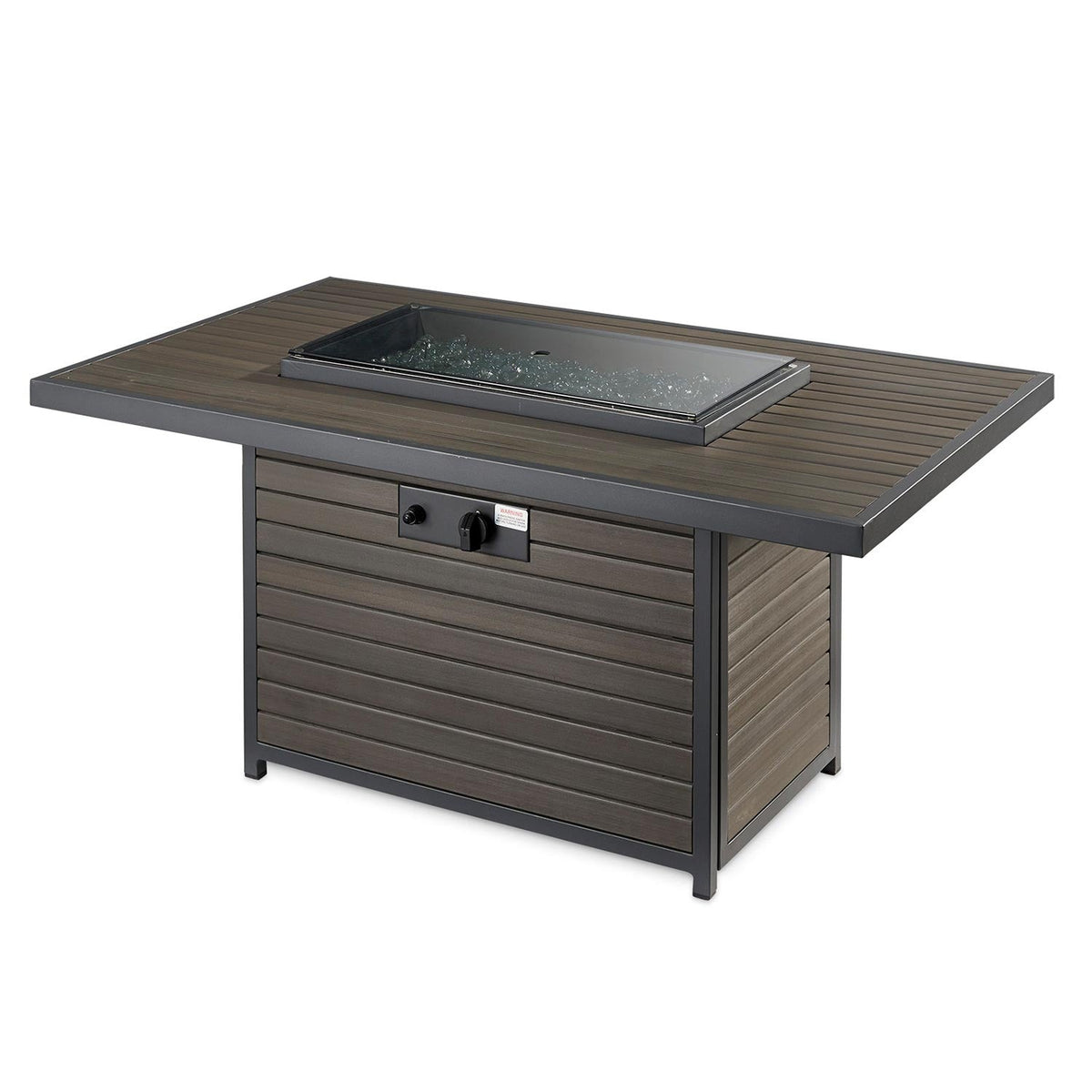 Brooks – Table brasero rectangulaire à gaz avec pare-feu en verre – BRK-1224-K/GG-1224