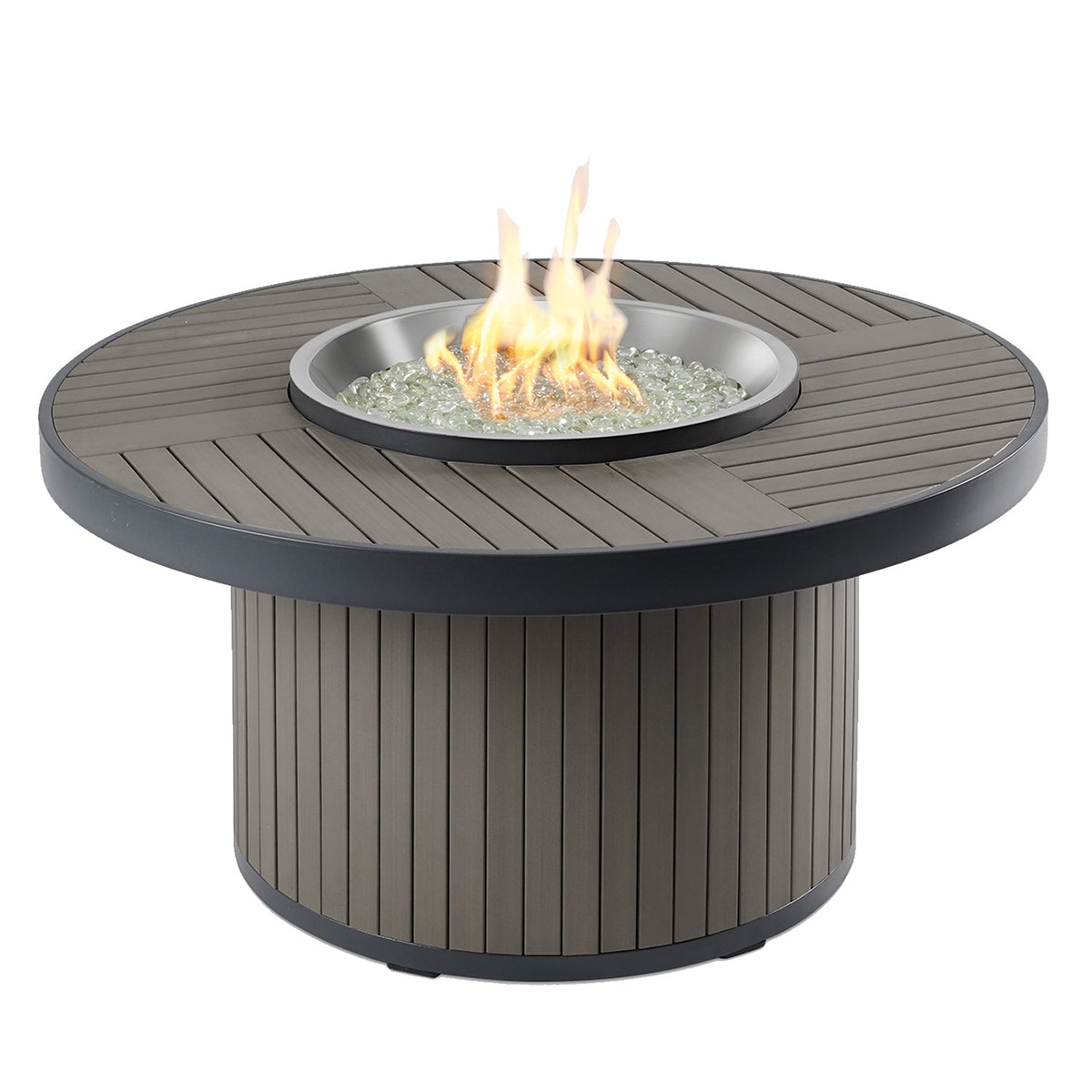 Brooks – Table brasero ronde à gaz avec pare-feu en verre – BRK-20-19-K/GG-20R
