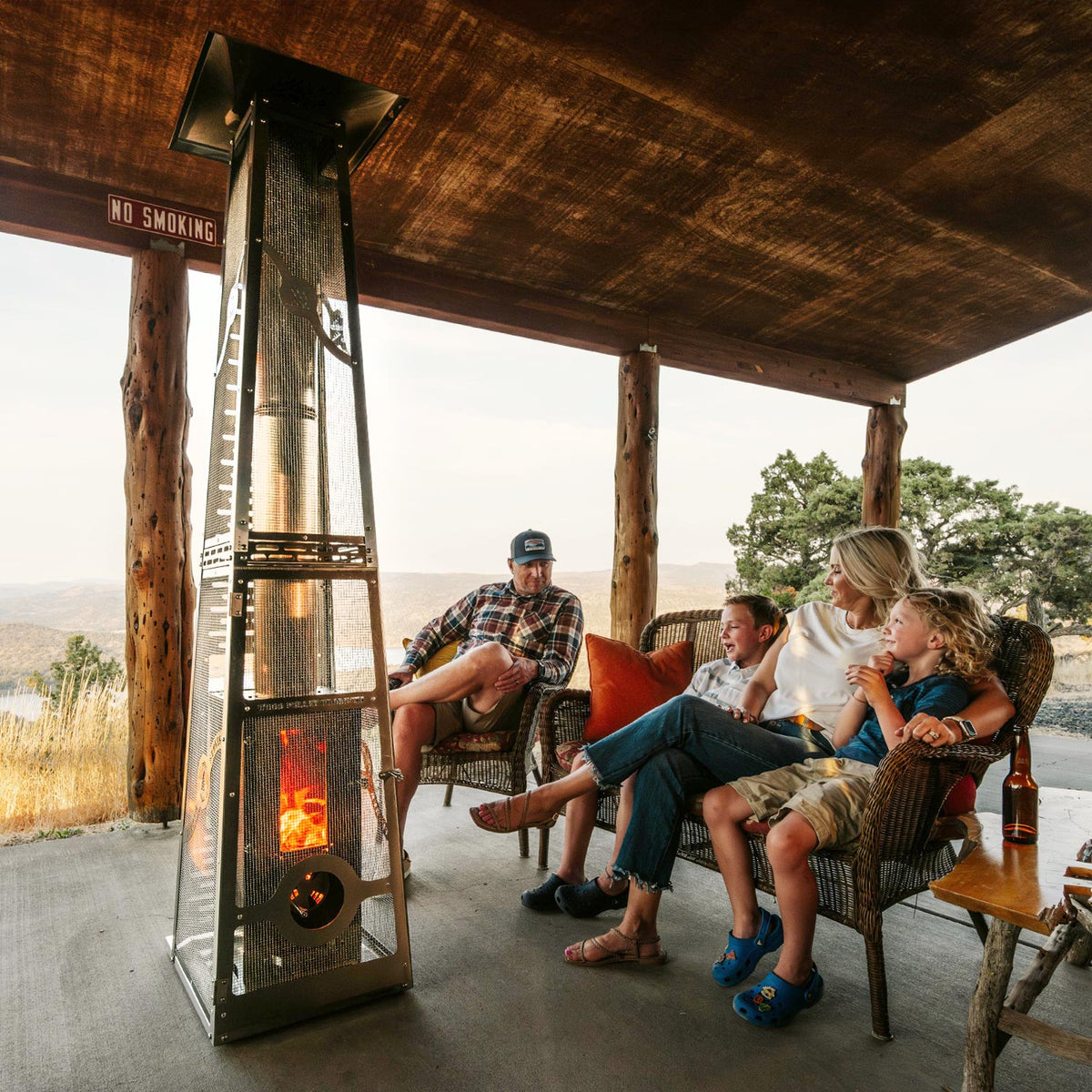 Timber Stoves Big Timber – Chauffage de terrasse Stainless avec cage de sécurité Elite