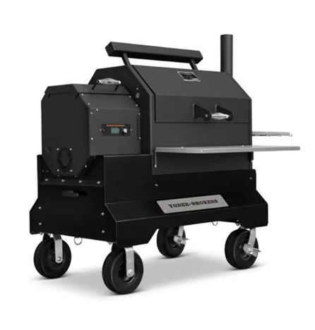 Yoder Smokers YS640s – Barbecue à granulés sur Competition Cart avec tiroir de rangement noir, kit de porte T-Stat et tablettes latérales inox