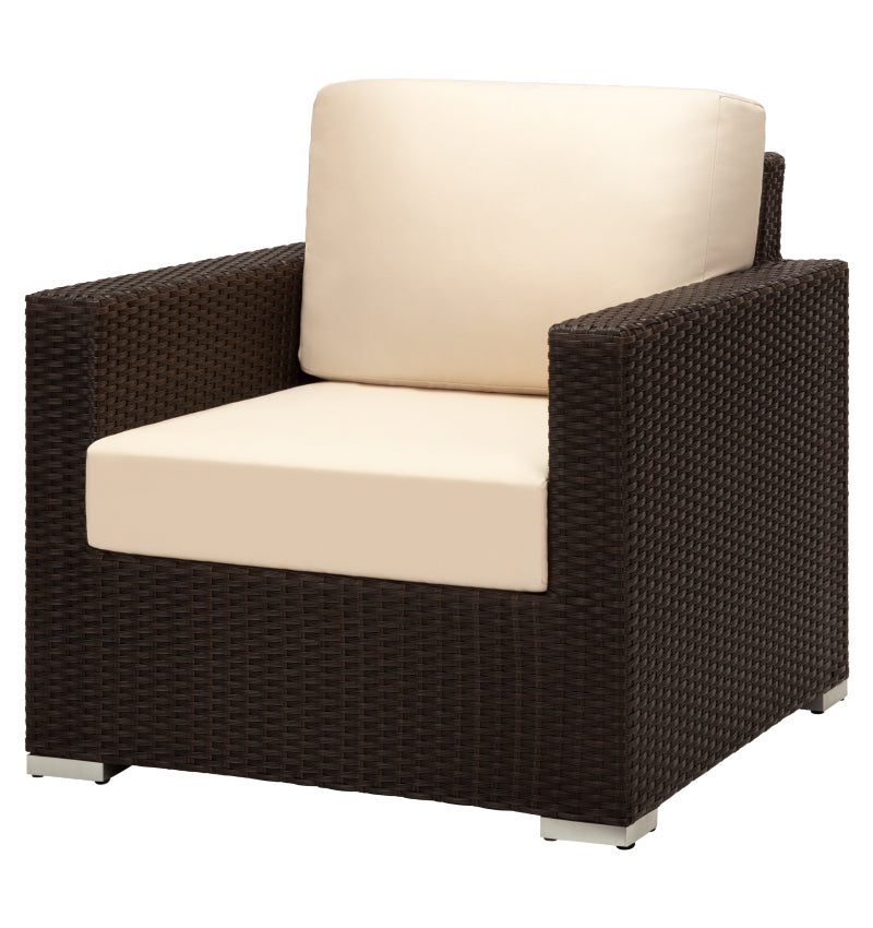 Lucaya – Fauteuil club Espresso avec coussin Standard Off-White