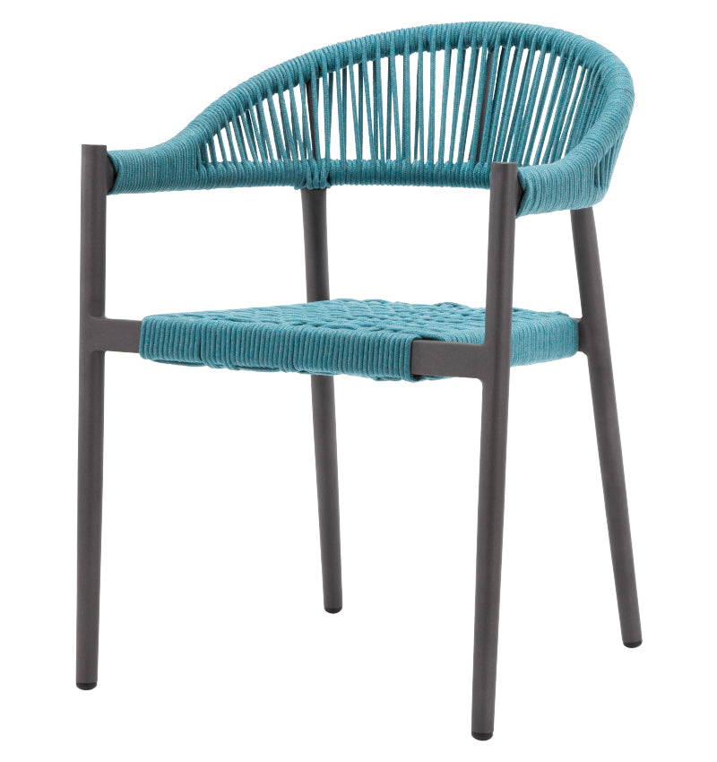 Skye – Fauteuil de repas, structure Tex Gray avec Durarope Teal - Gray