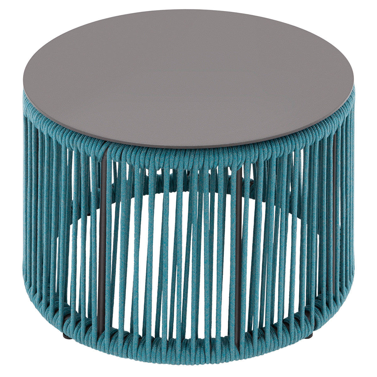 Skye – Table d’appoint ronde, corde bleu sarcelle-gris