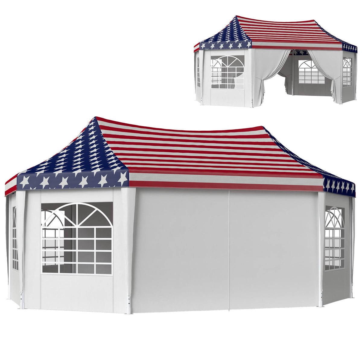Tente de réception 22.3' x 16.4' avec parois latérales, American Flag