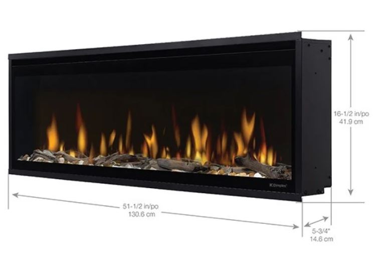 Dimplex Ignite Evolve 50" – Cheminée électrique linéaire encastrable avec verre Tumbled et bois flotté réaliste – EVOLVE50