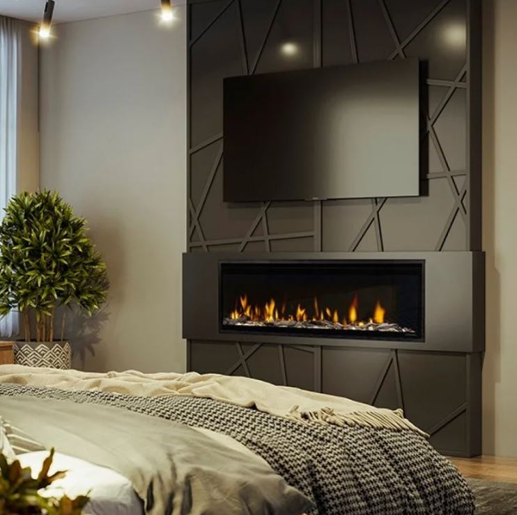 Dimplex Ignite Evolve 50" – Cheminée électrique linéaire encastrable avec verre Tumbled et bois flotté réaliste – EVOLVE50