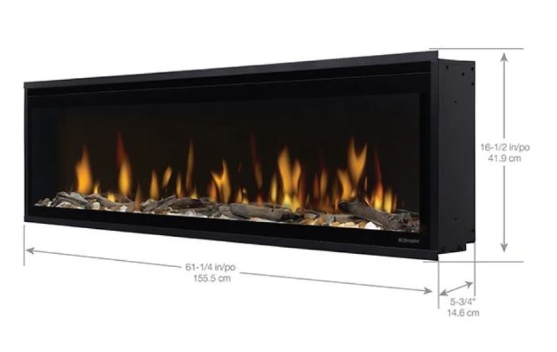 Dimplex Ignite Evolve 60" – Cheminée électrique linéaire encastrable avec verre Tumbled et bois flotté réaliste – EVOLVE60