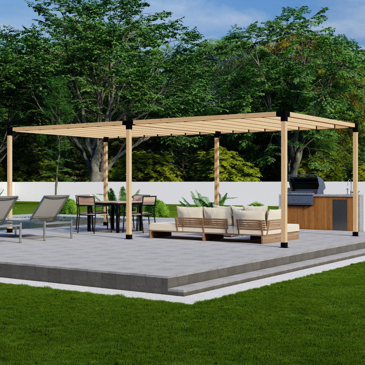 Kit de pergola autoportante 10x24 avec toit