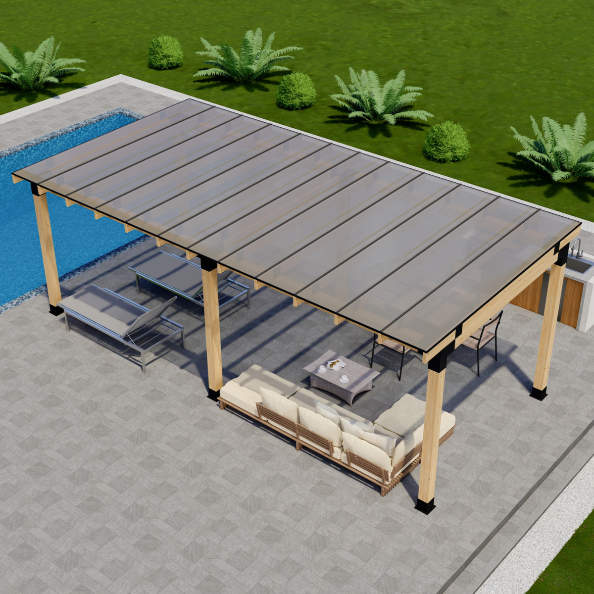 Kit de toit plat pour terrasse couverte