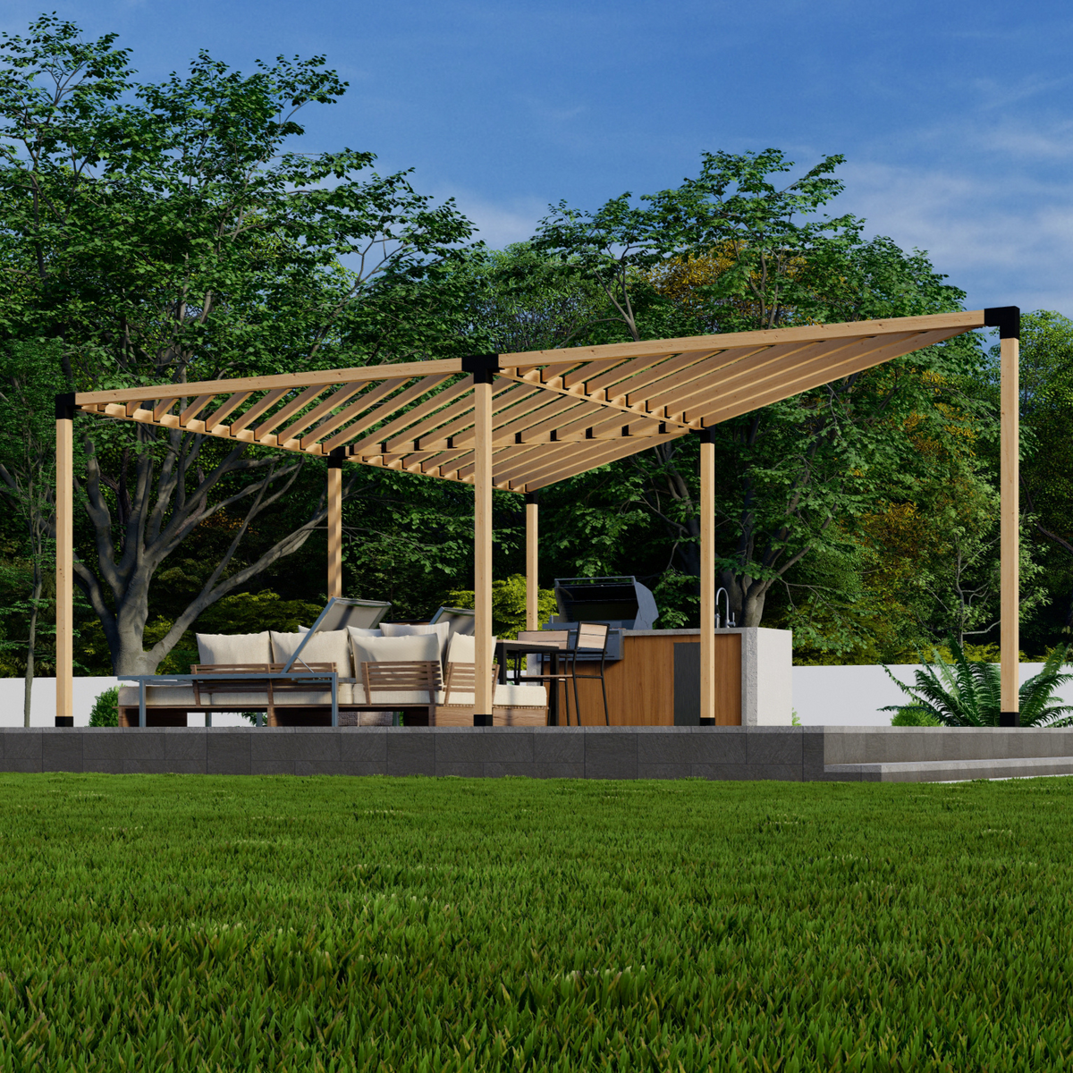 Kit pour pergola d’angle triangulaire avec toit