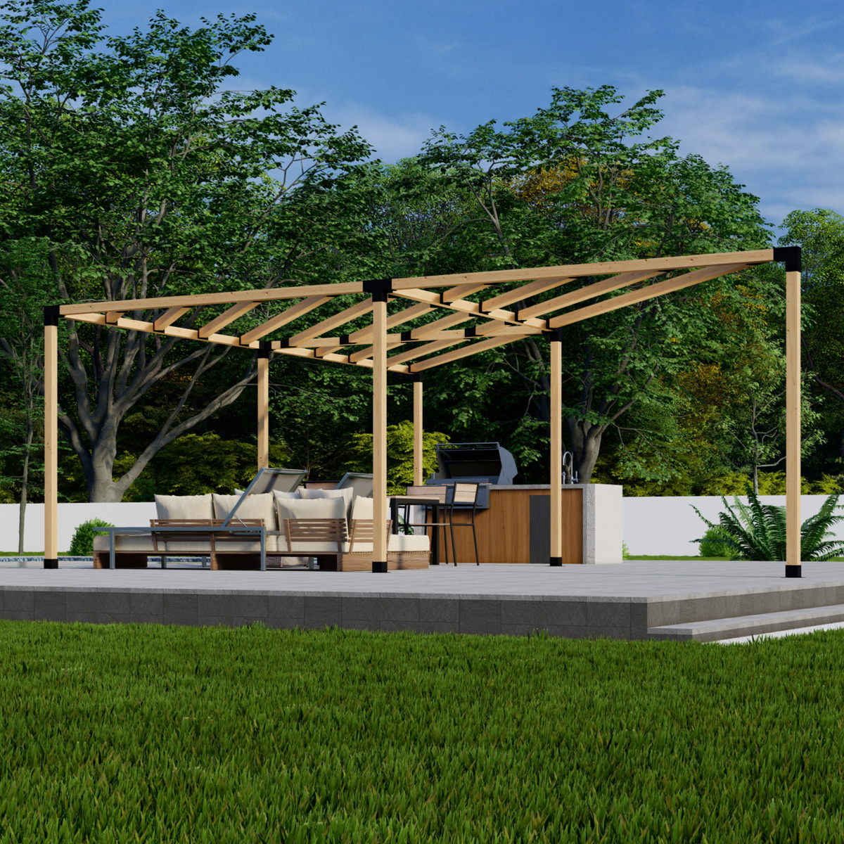 Kit de pergola d’angle pour terrasse