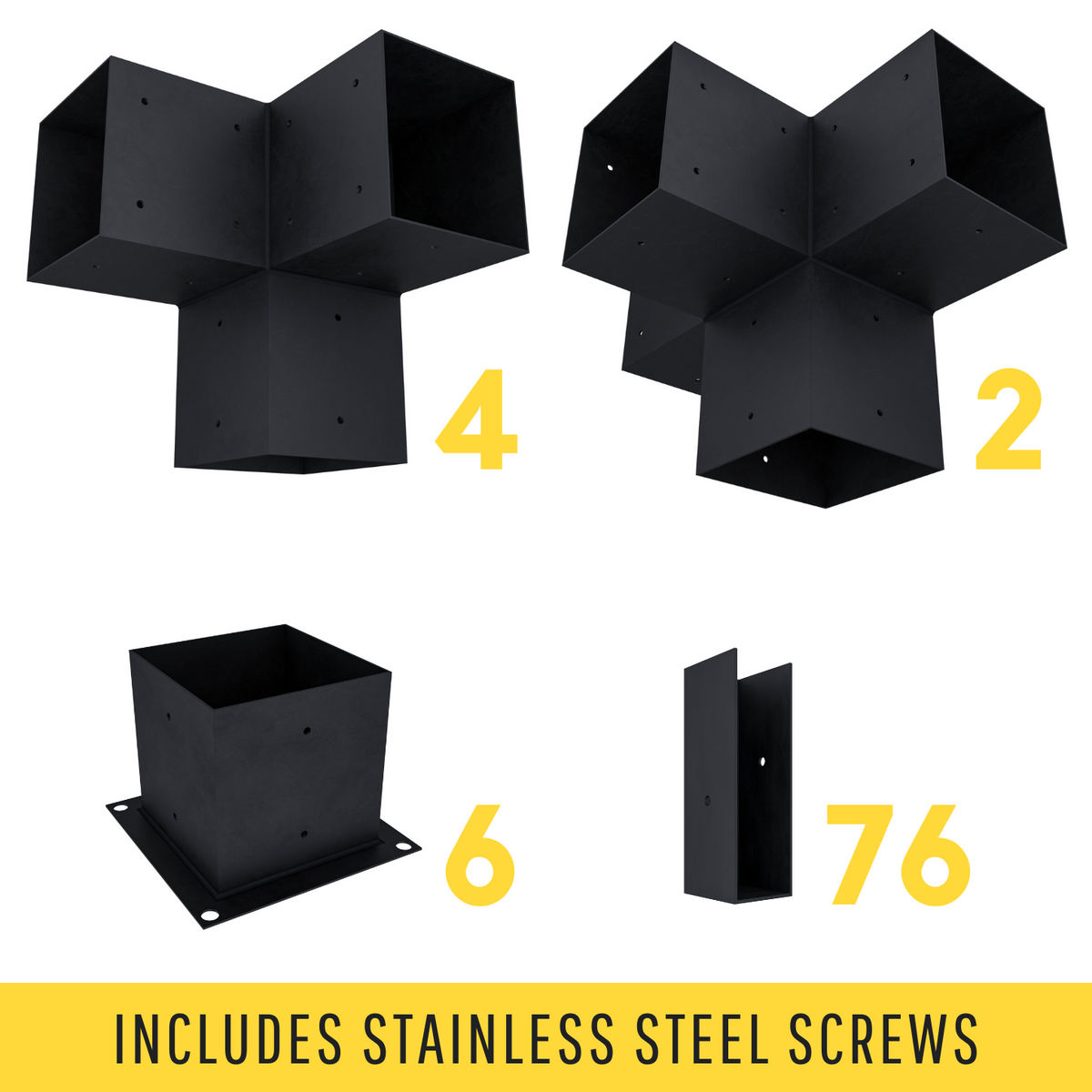 Kit de supports noirs pour pergola (4x4 ou 6x6)