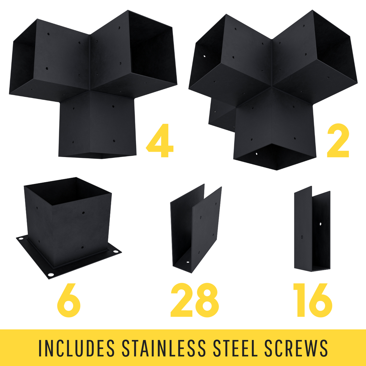 Kit de supports et quincaillerie pour pergola (4x4 ou 6x6)