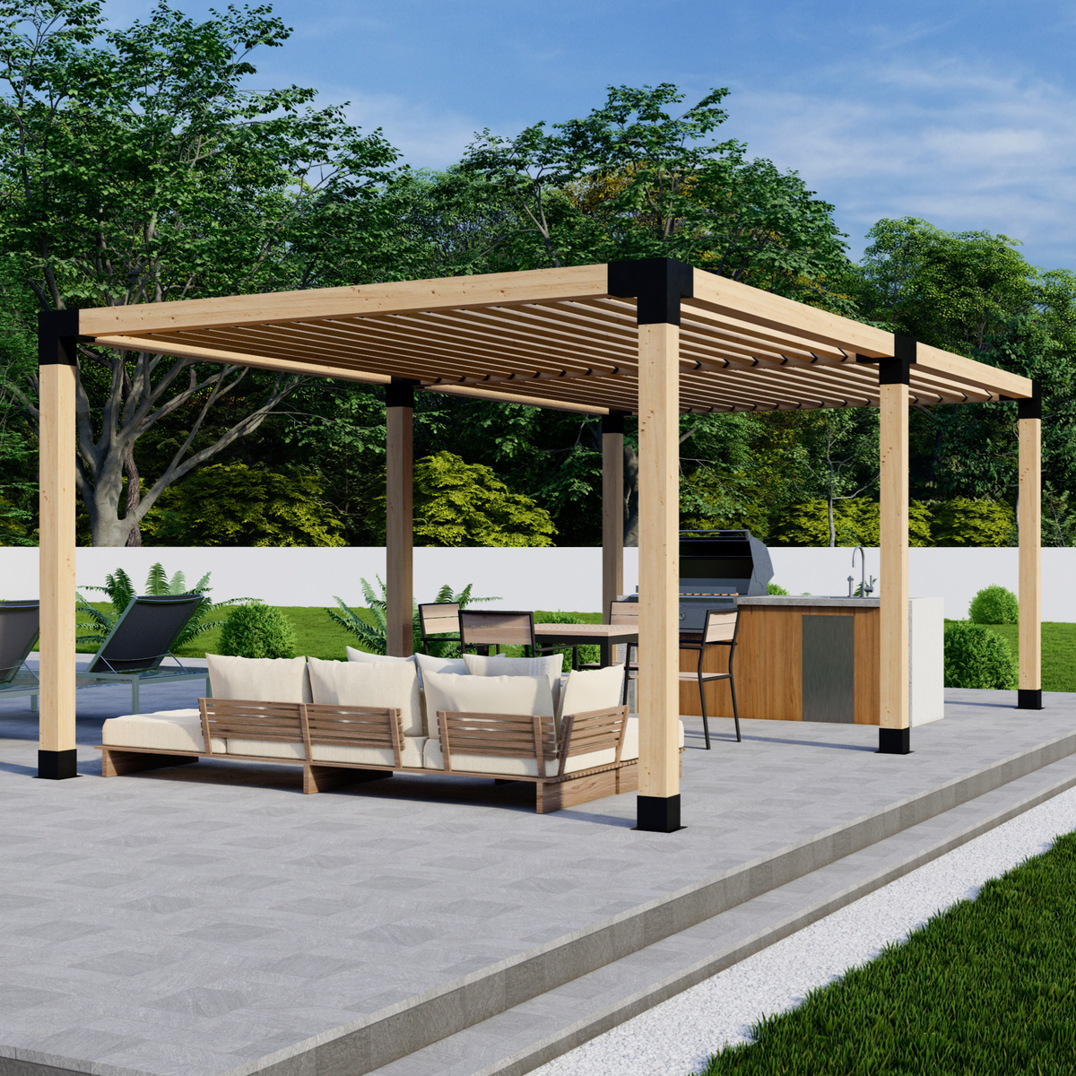 Kit de pergola moderne en bois (supports 6x6 et 2x6)