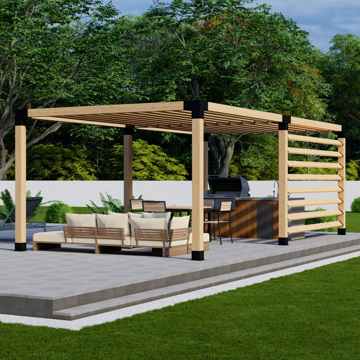 Kit de supports pour construire une pergola en bois avec toit